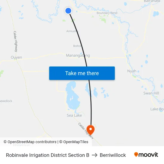 Robinvale Irrigation District Section B to Berriwillock map