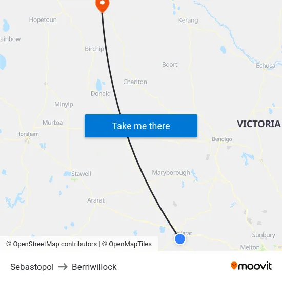 Sebastopol to Berriwillock map