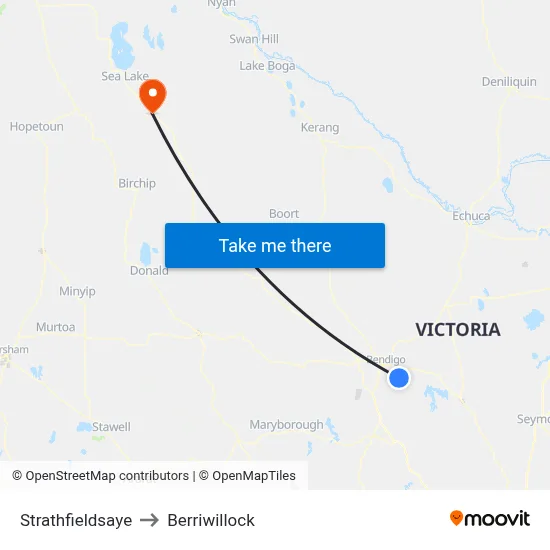 Strathfieldsaye to Berriwillock map