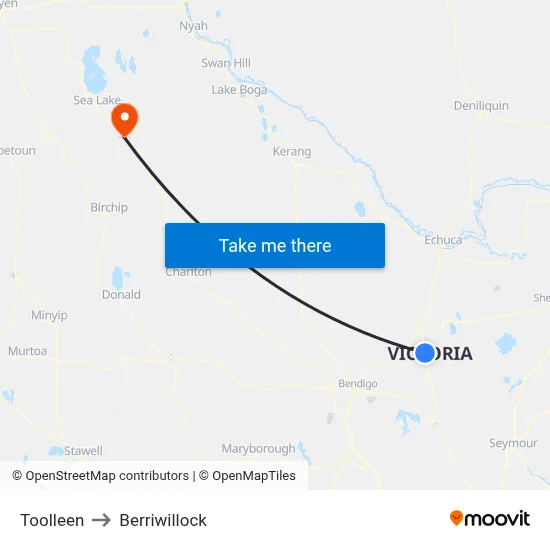 Toolleen to Berriwillock map