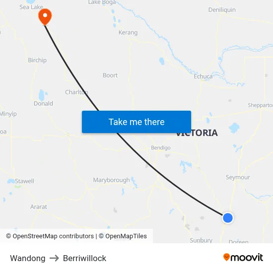 Wandong to Berriwillock map