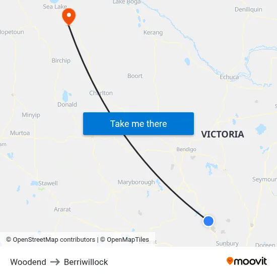 Woodend to Berriwillock map
