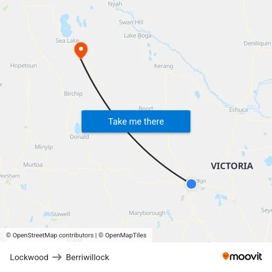 Lockwood to Berriwillock map