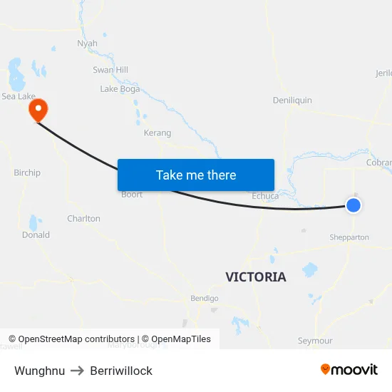 Wunghnu to Berriwillock map