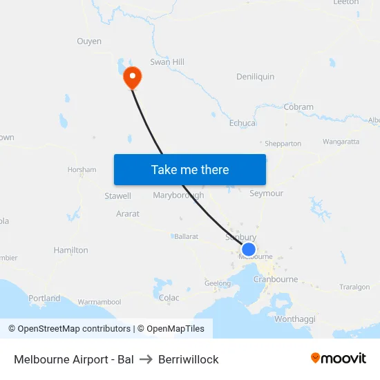 Melbourne Airport - Bal to Berriwillock map