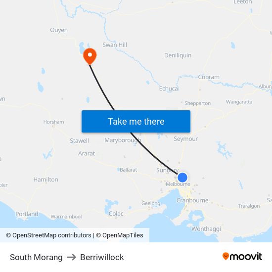 South Morang to Berriwillock map