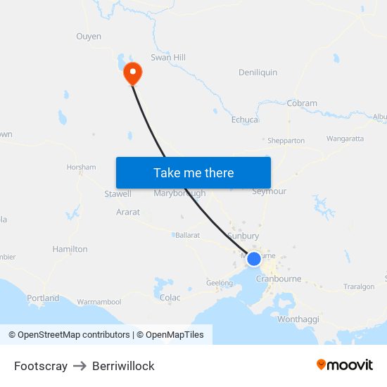 Footscray to Berriwillock map