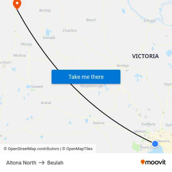 Altona North to Beulah map
