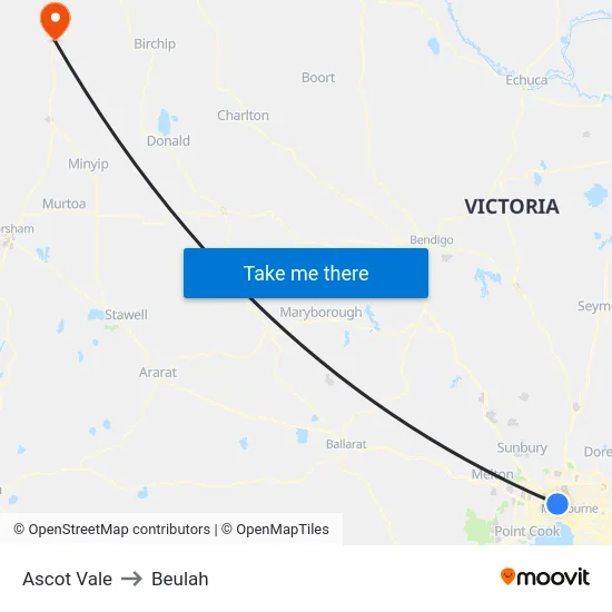 Ascot Vale to Beulah map