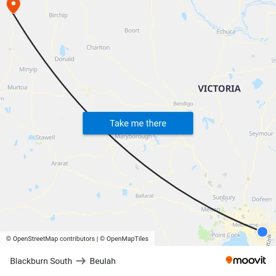 Blackburn South to Beulah map