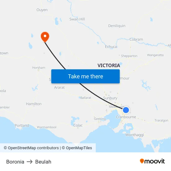 Boronia to Beulah map