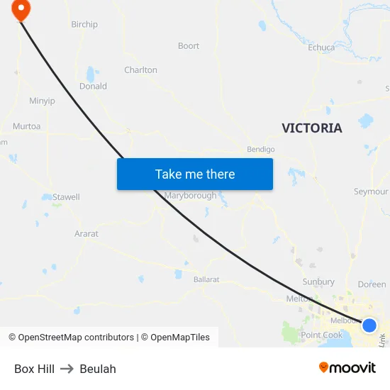 Box Hill to Beulah map