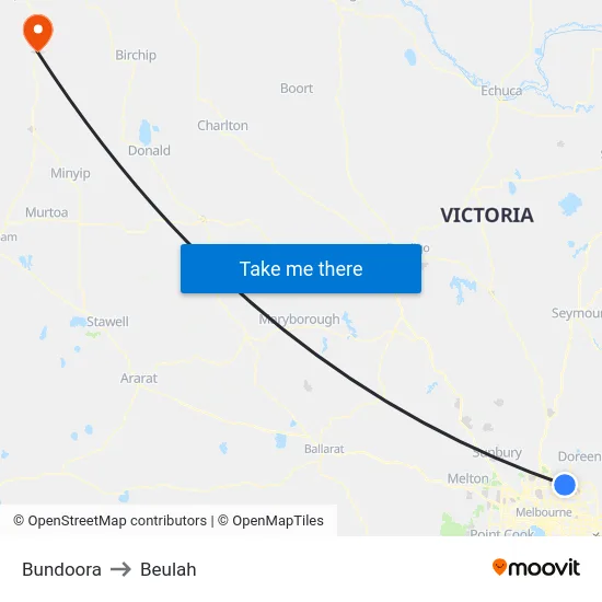 Bundoora to Beulah map