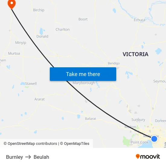 Burnley to Beulah map