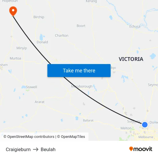 Craigieburn to Beulah map