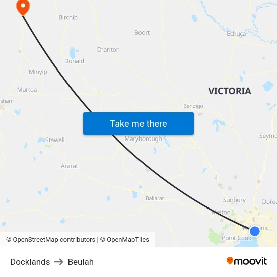 Docklands to Beulah map