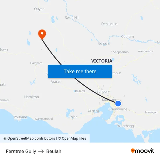 Ferntree Gully to Beulah map