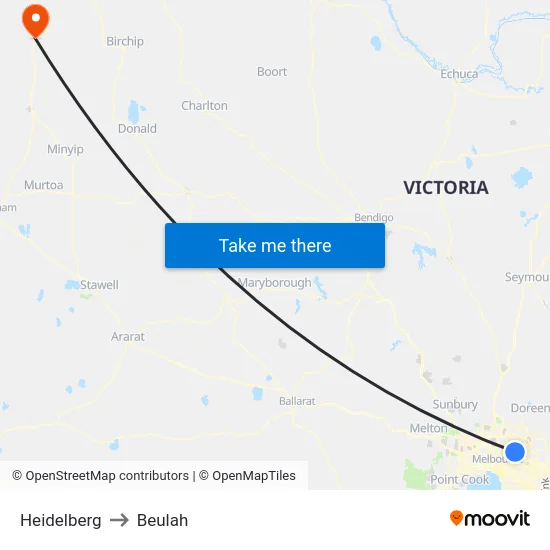 Heidelberg to Beulah map