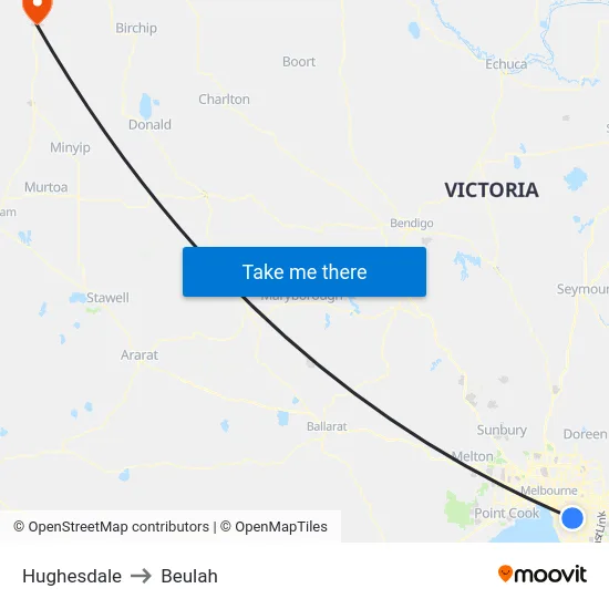 Hughesdale to Beulah map