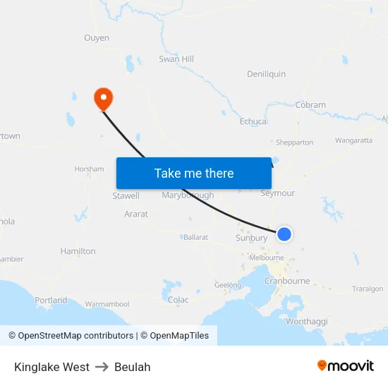 Kinglake West to Beulah map