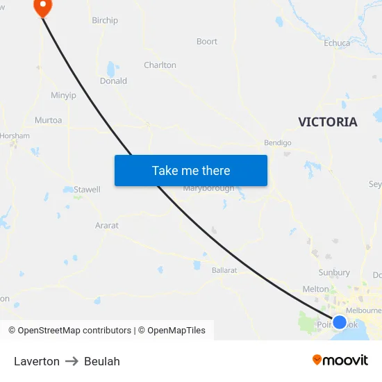 Laverton to Beulah map