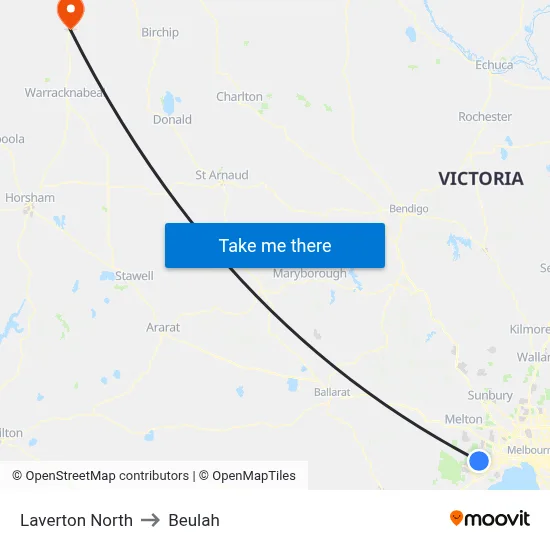 Laverton North to Beulah map