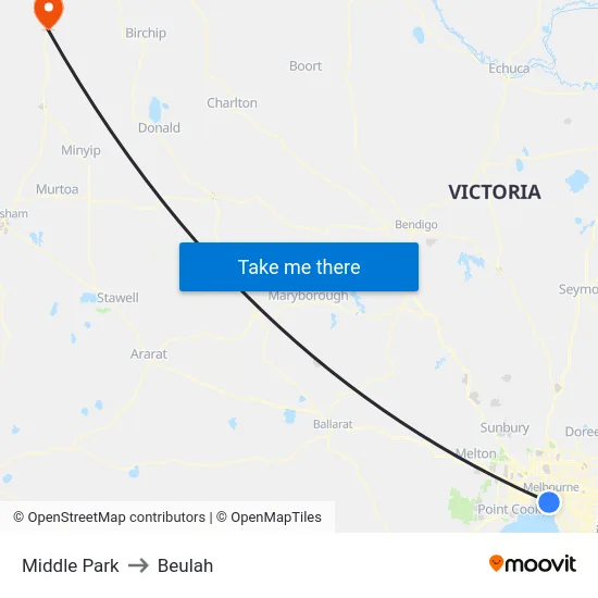 Middle Park to Beulah map