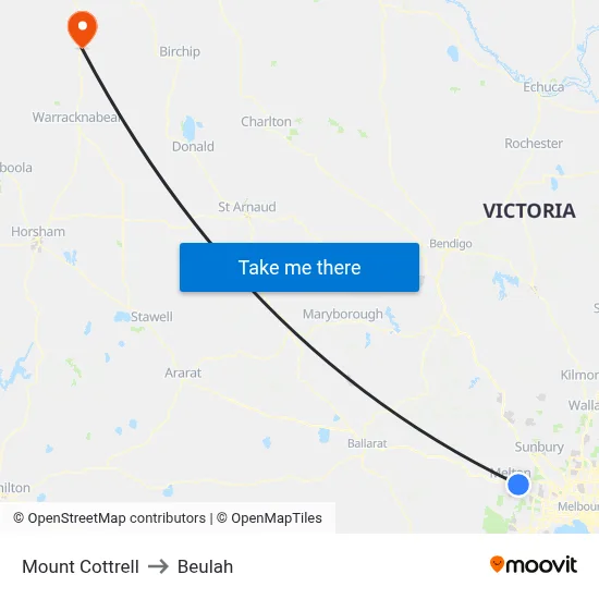 Mount Cottrell to Beulah map