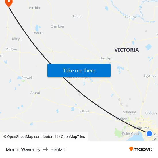 Mount Waverley to Beulah map