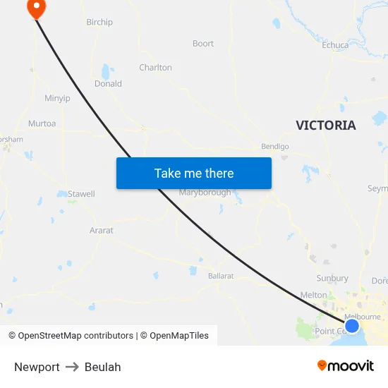 Newport to Beulah map