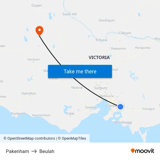 Pakenham to Beulah map