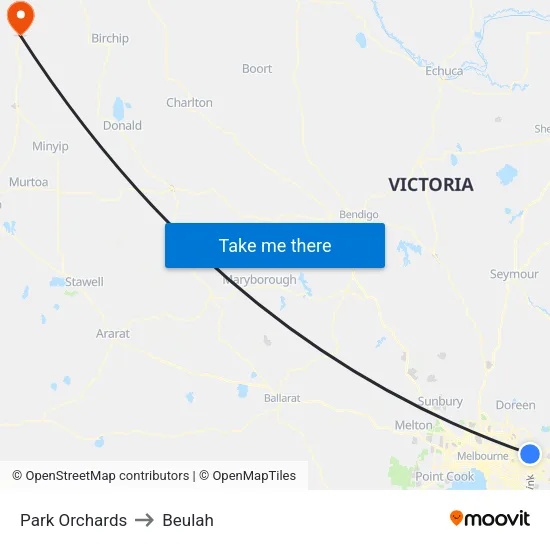 Park Orchards to Beulah map