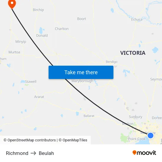 Richmond to Beulah map