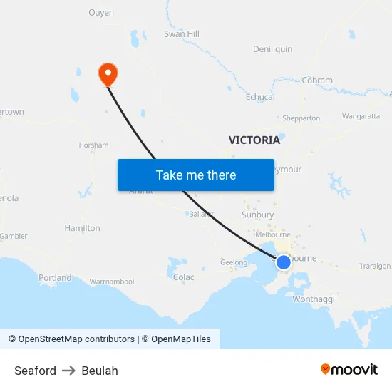 Seaford to Beulah map