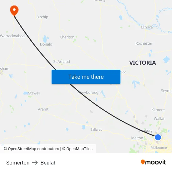 Somerton to Beulah map