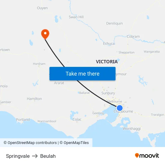 Springvale to Beulah map