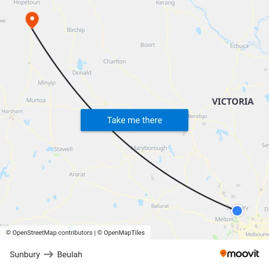 Sunbury to Beulah map