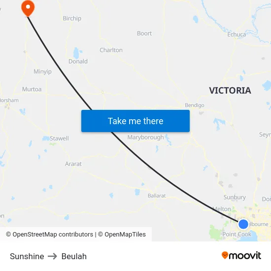 Sunshine to Beulah map