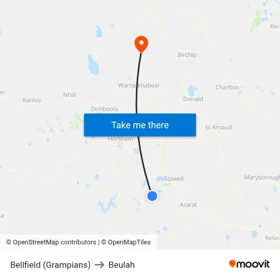 Bellfield (Grampians) to Beulah map