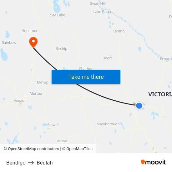 Bendigo to Beulah map