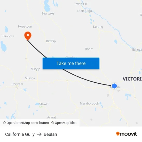 California Gully to Beulah map