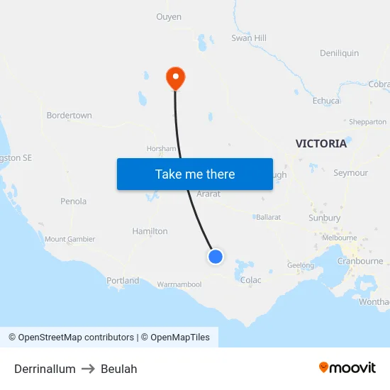 Derrinallum to Beulah map