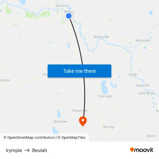 Irymple to Beulah map