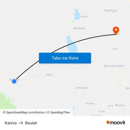 Kaniva to Beulah map