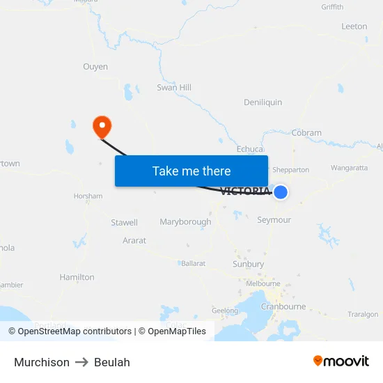 Murchison to Beulah map