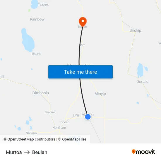 Murtoa to Beulah map