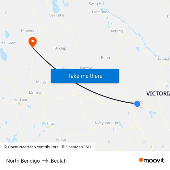 North Bendigo to Beulah map