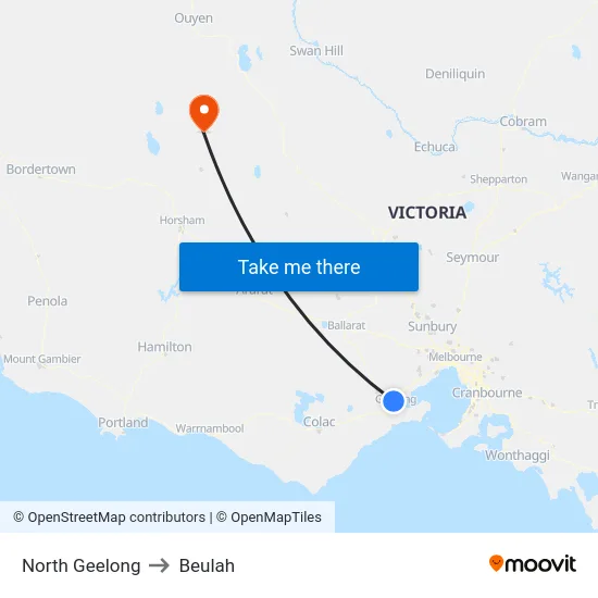 North Geelong to Beulah map