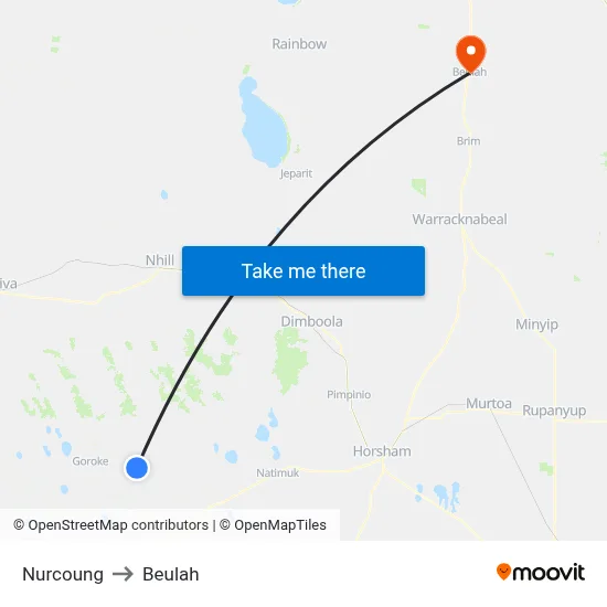 Nurcoung to Beulah map