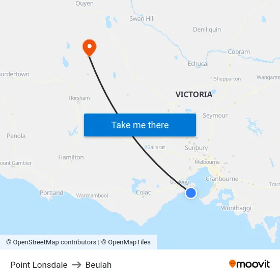 Point Lonsdale to Beulah map